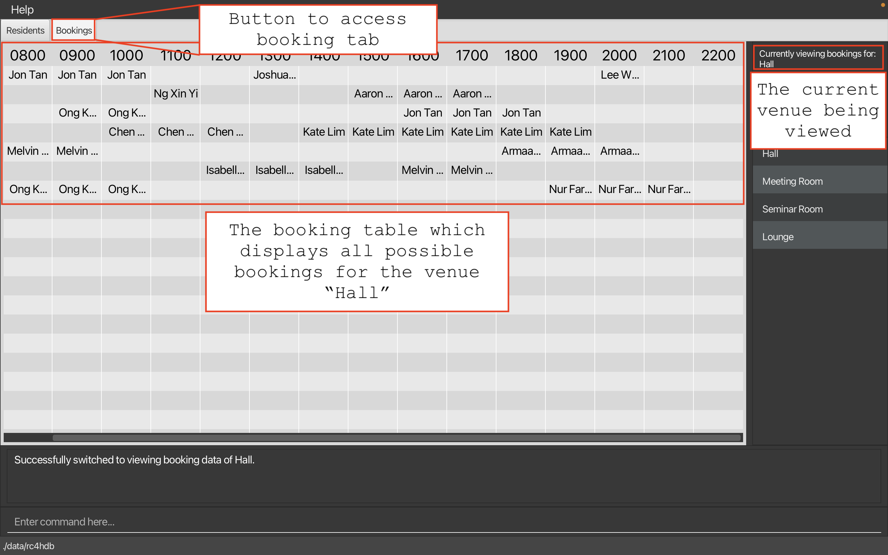 Booking tab